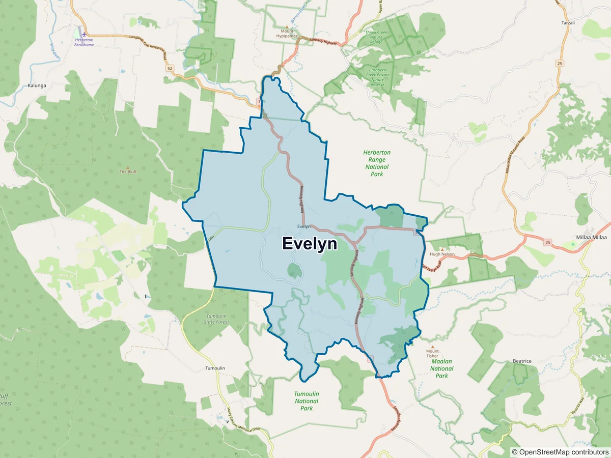 Map of Evelyn, QLD, Australia