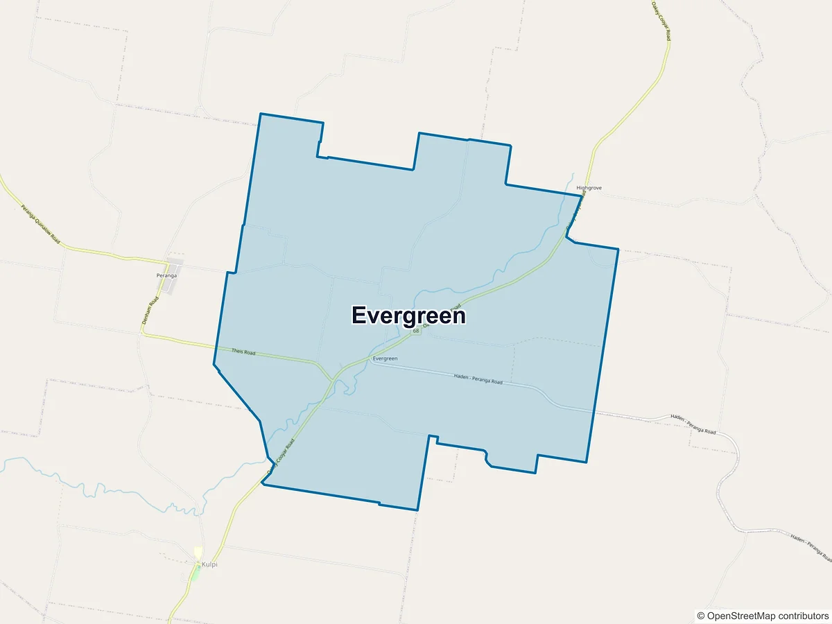 Map of Evergreen, QLD, Australia
