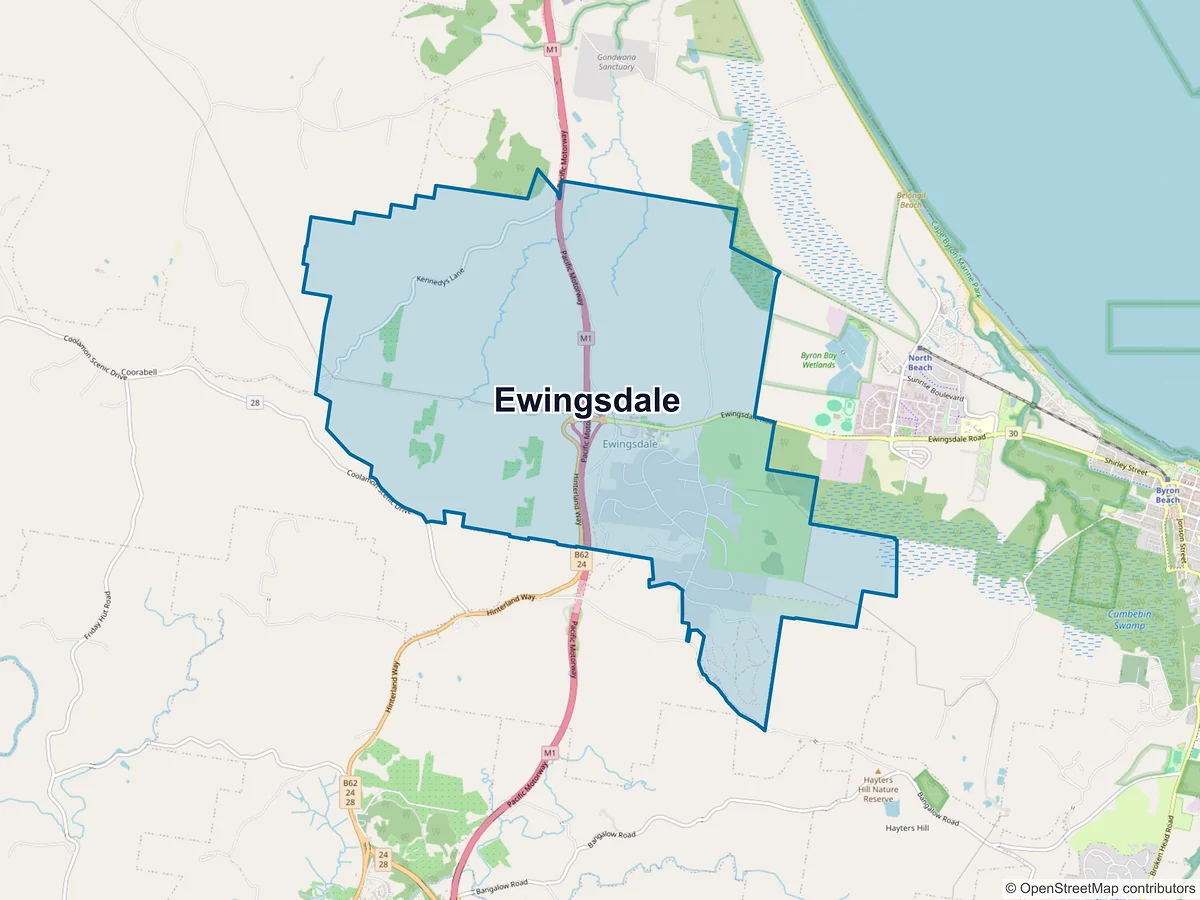 Map of Ewingsdale, NSW, Australia