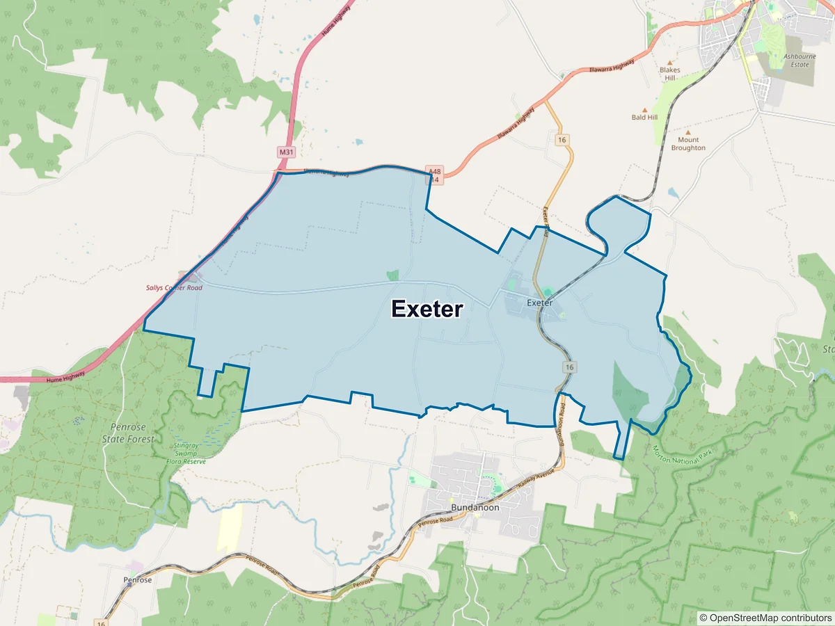 Map of Exeter, NSW, Australia