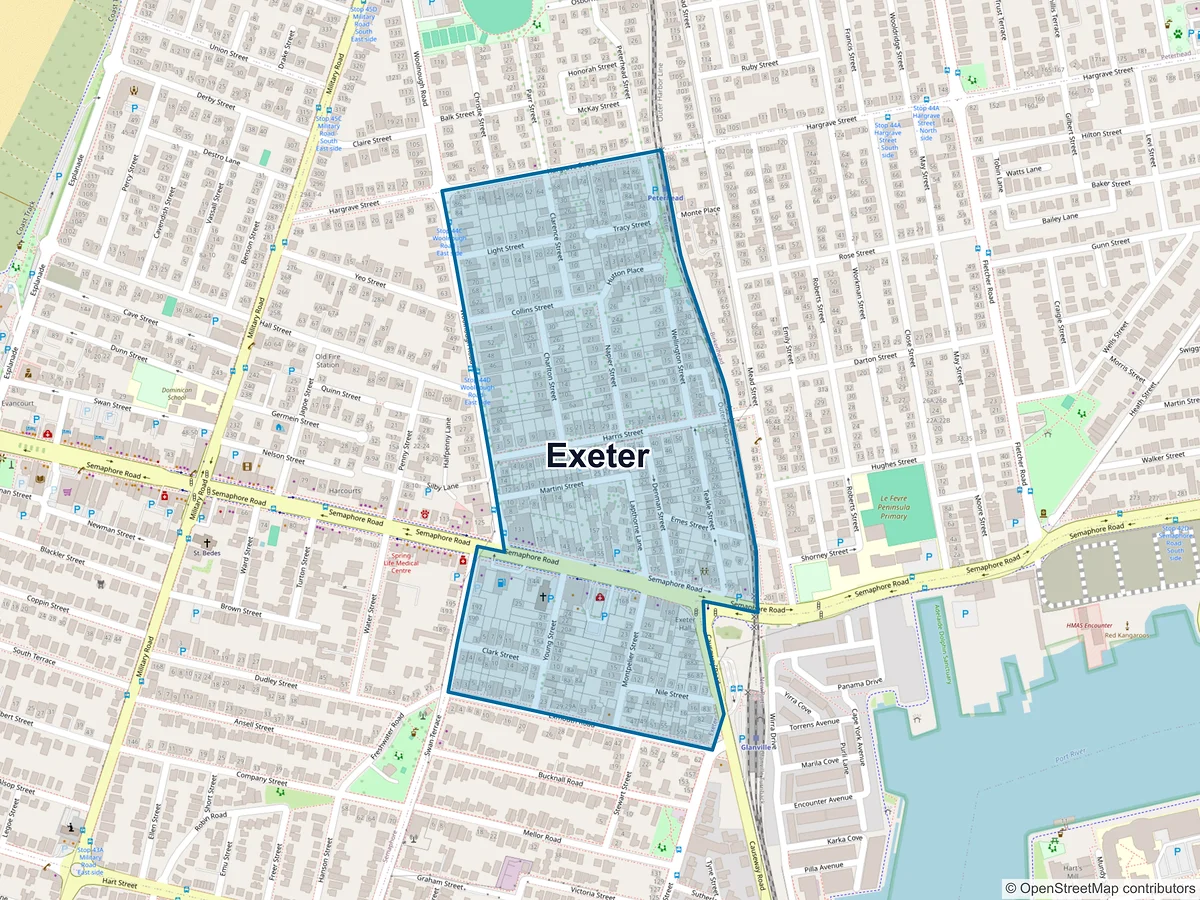 Map of Exeter, SA, Australia