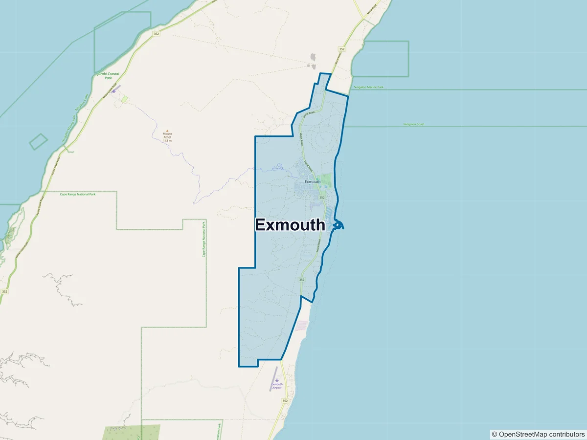 Map of Exmouth, WA, Australia