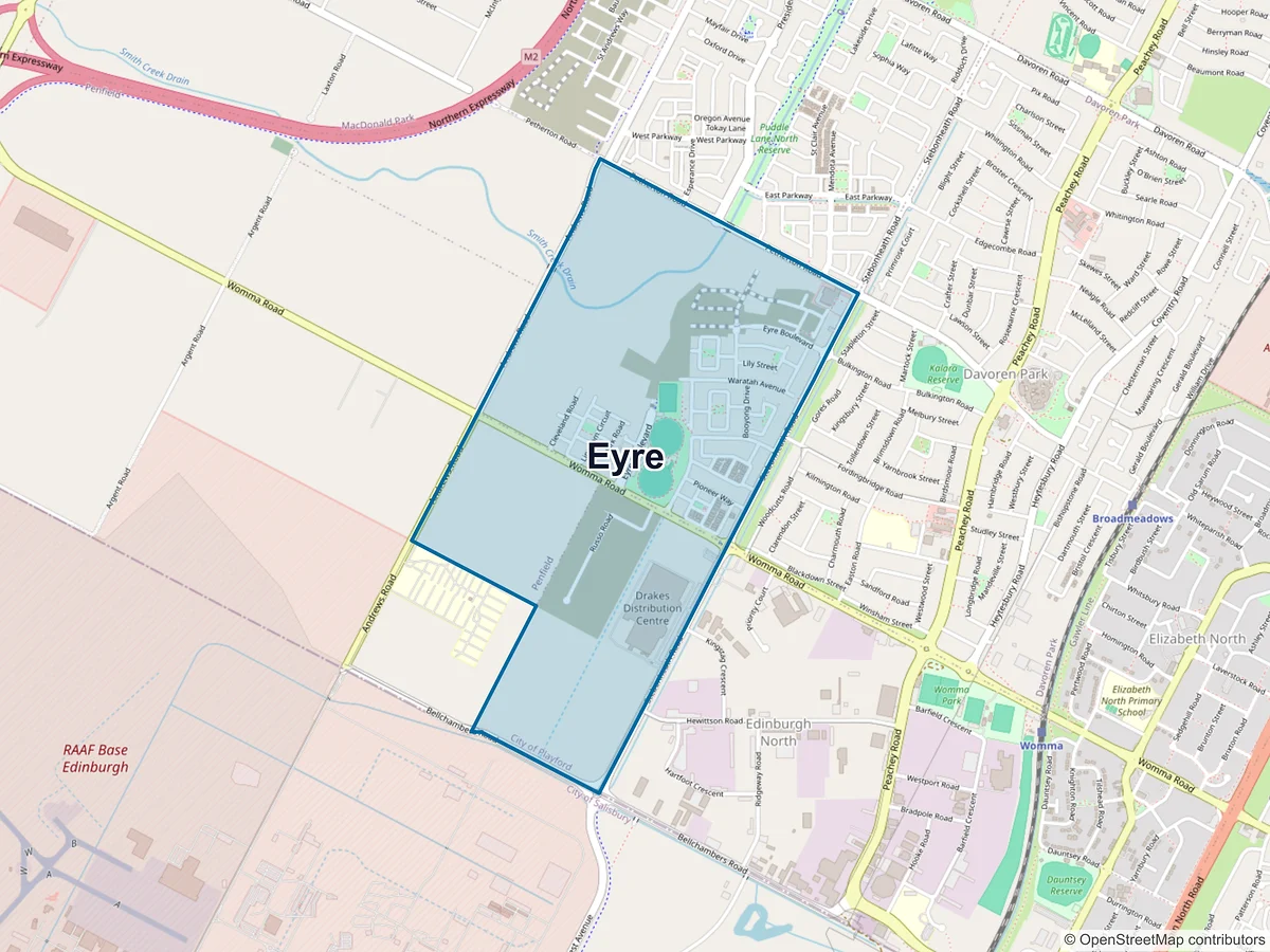 Map of Eyre, SA, Australia
