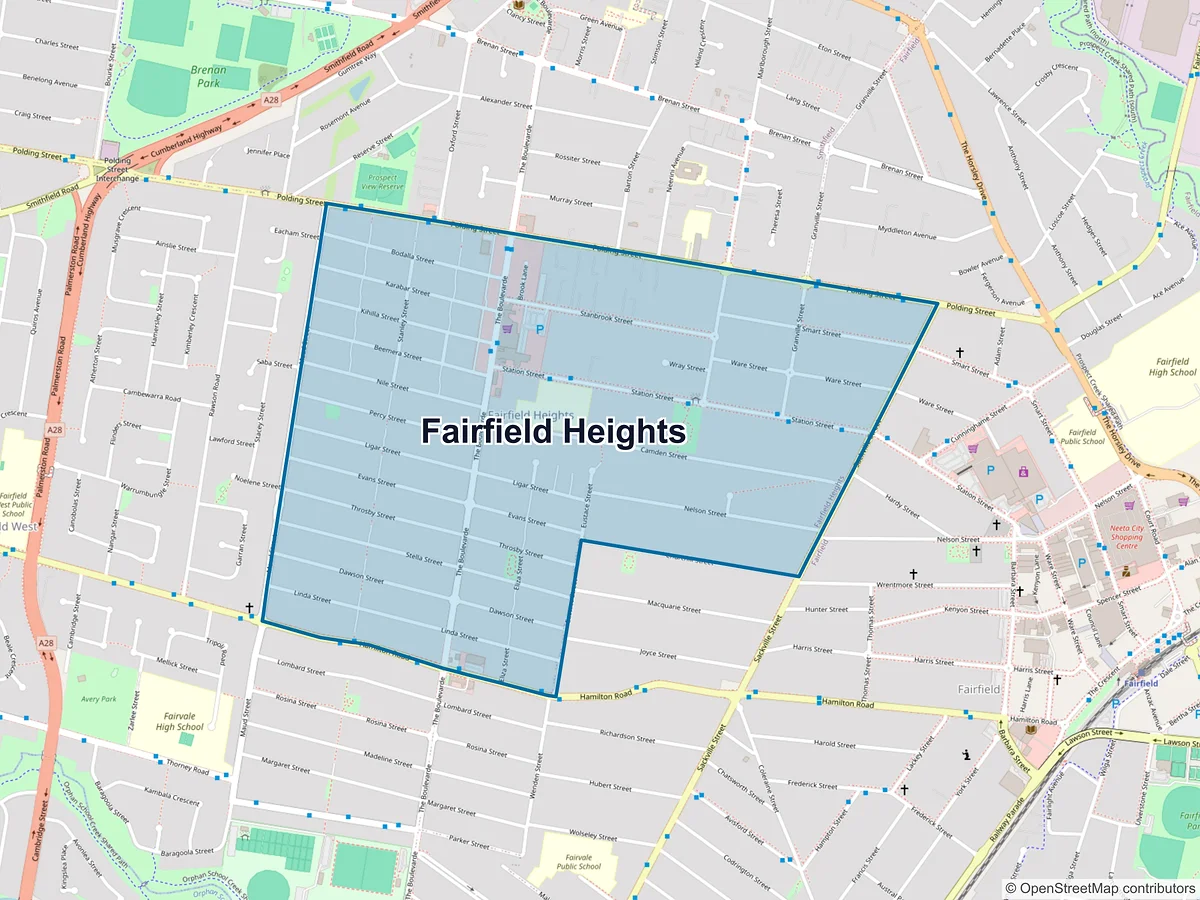 Map of Fairfield Heights, NSW, Australia