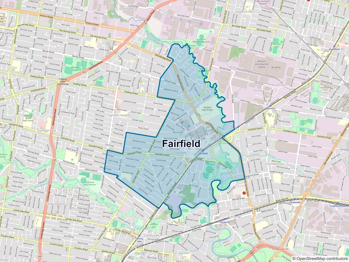 Map of Fairfield, NSW, Australia