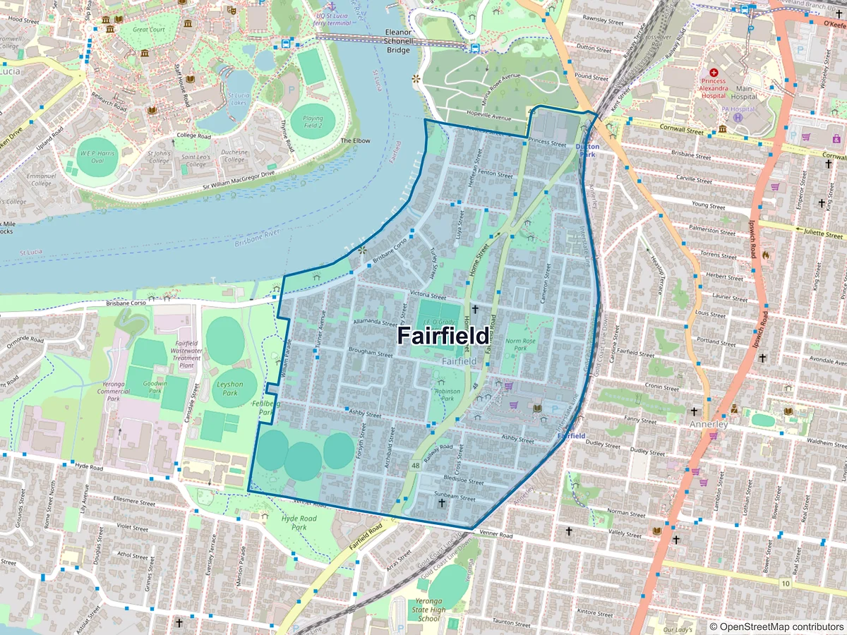 Map of Fairfield, QLD, Australia