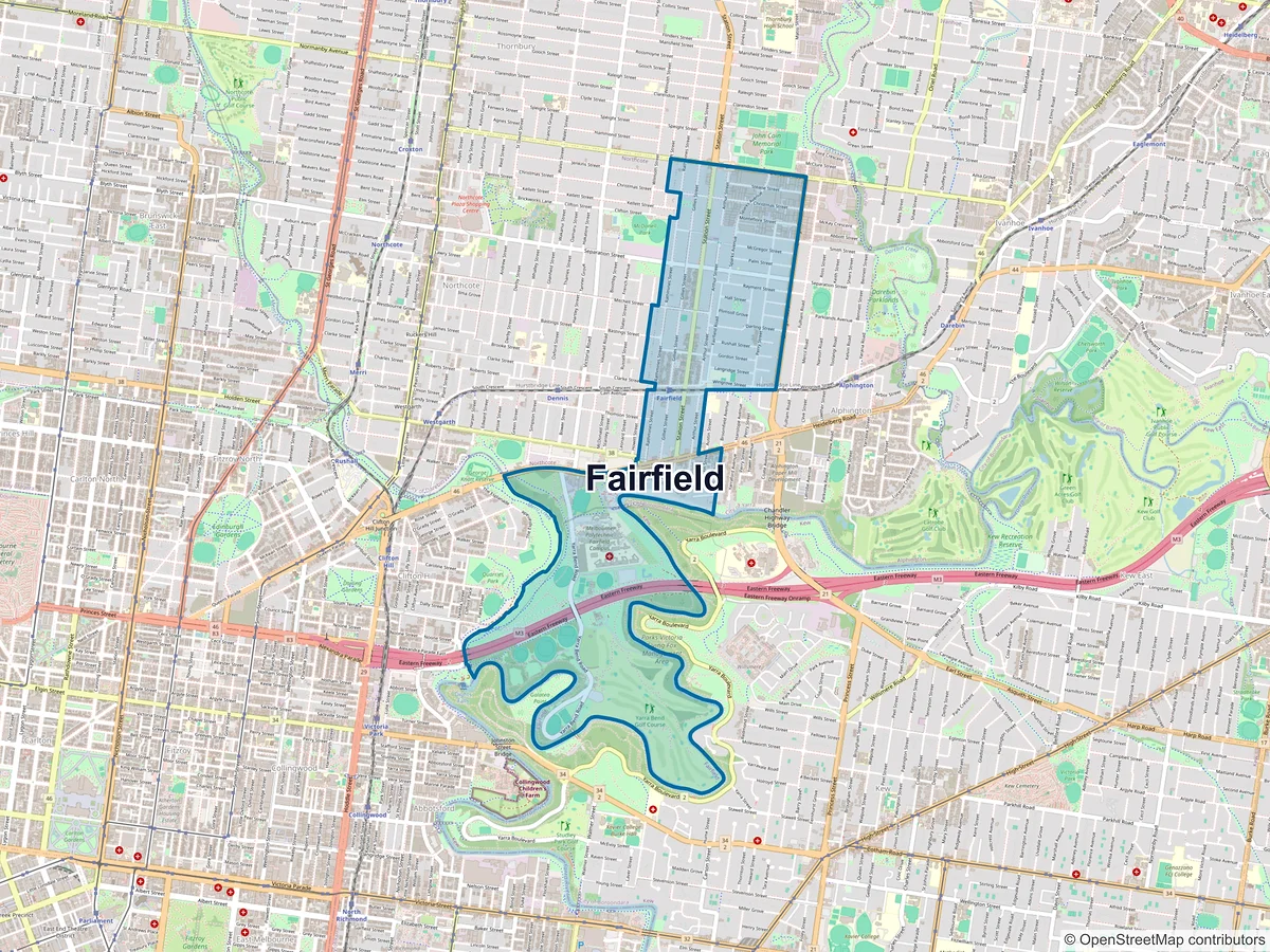 Map of Fairfield, VIC, Australia