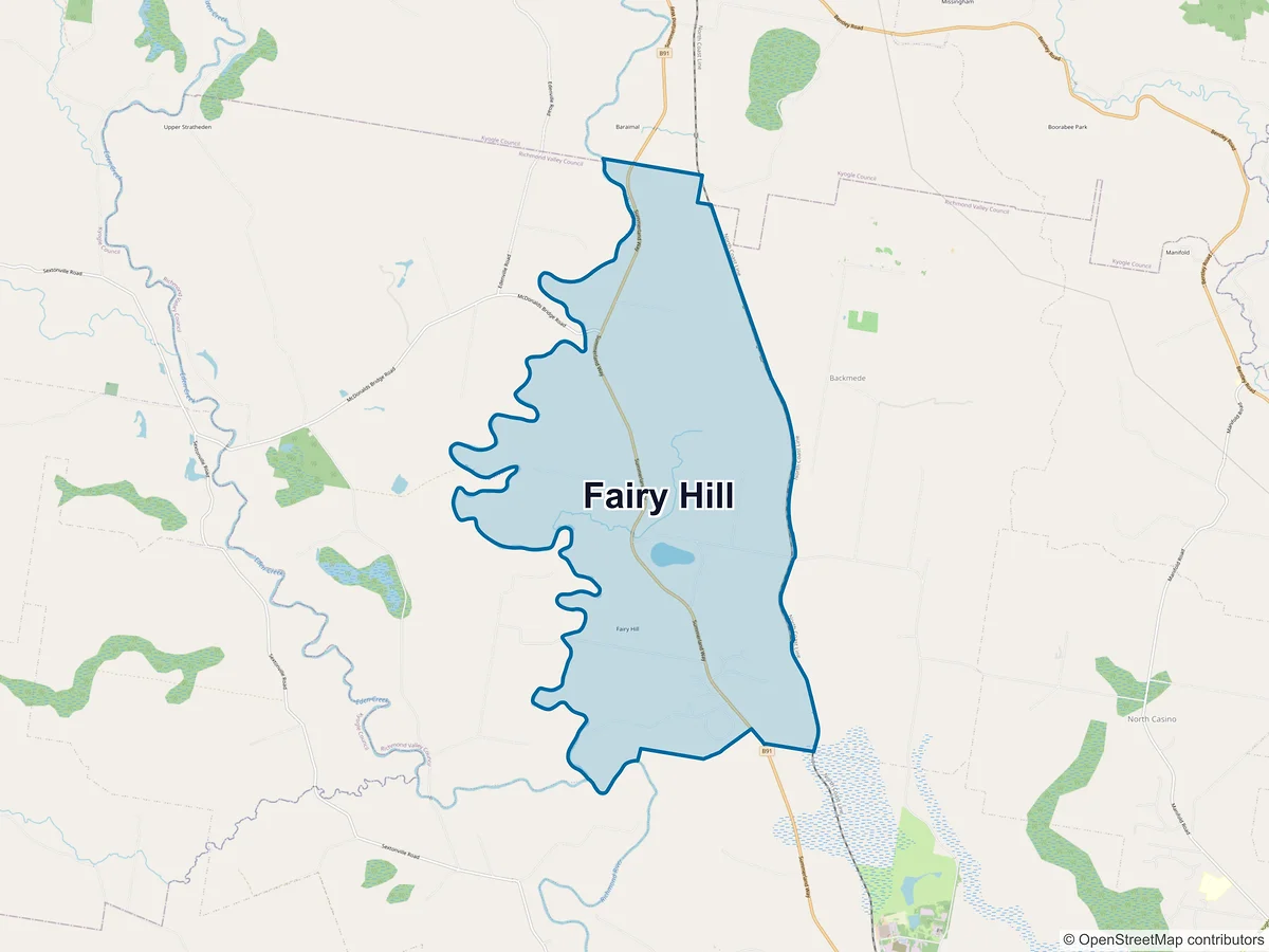 Map of Fairy Hill, NSW, Australia