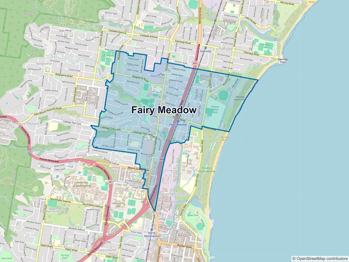 Map of Fairy Meadow, NSW, Australia