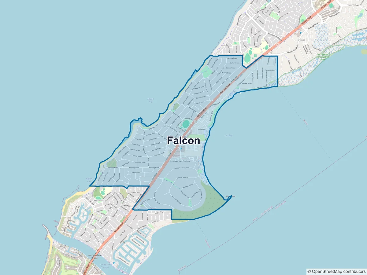 Map of Falcon, WA, Australia