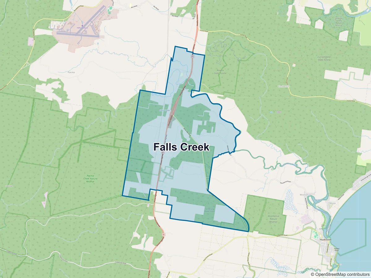 Map of Falls Creek, NSW, Australia