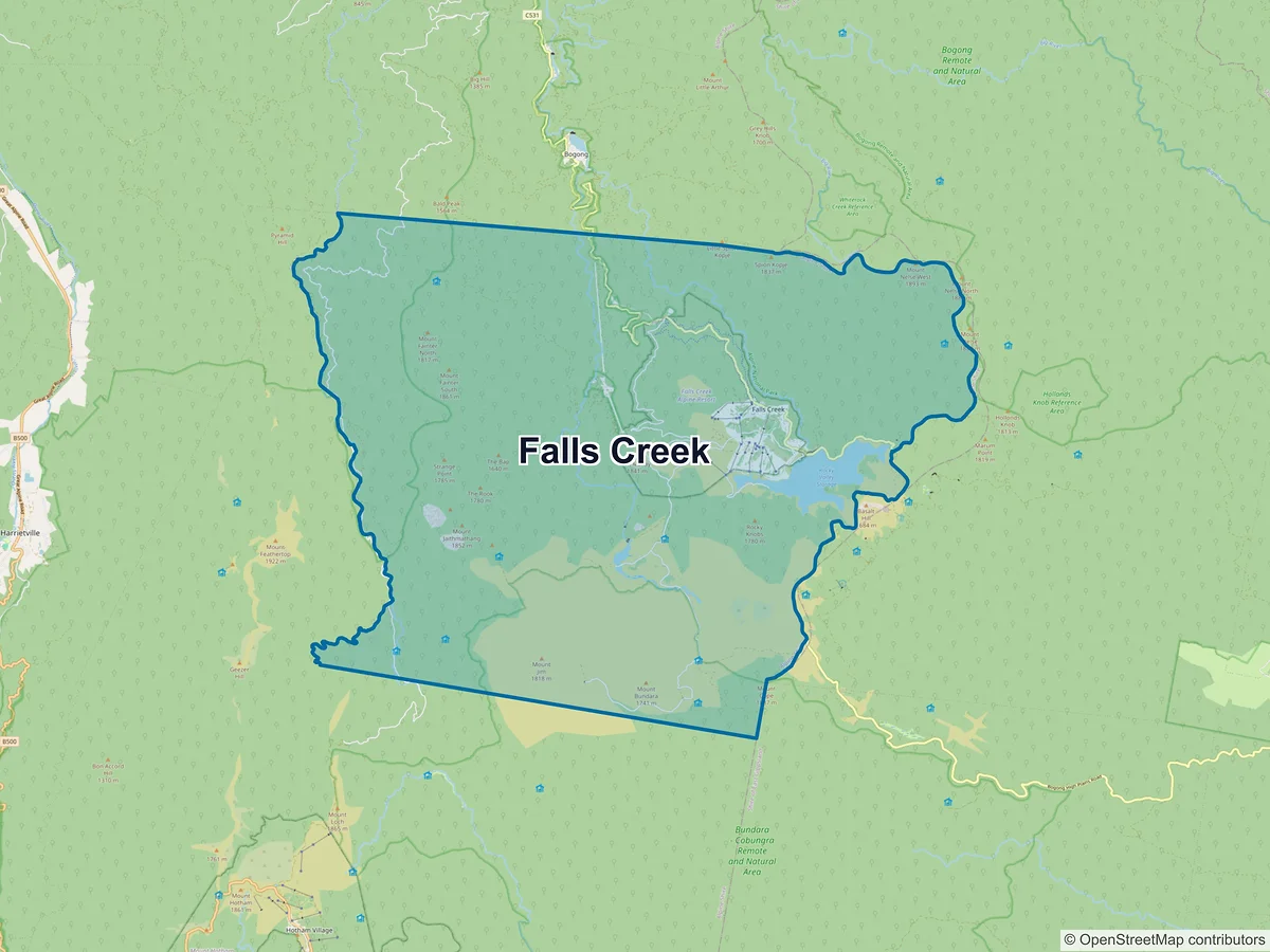 Map of Falls Creek, VIC, Australia