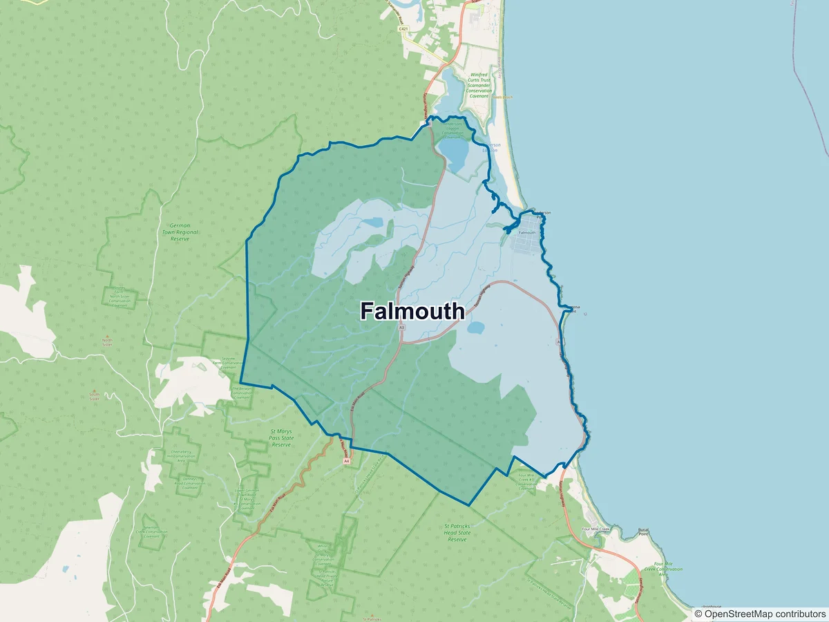 Map of Falmouth, TAS, Australia