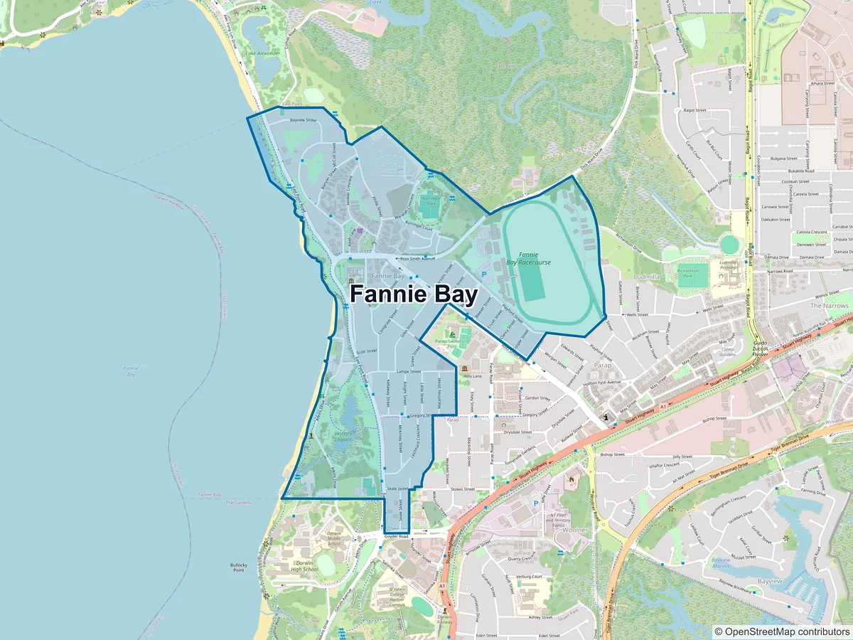 Map of Fannie Bay, NT, Australia