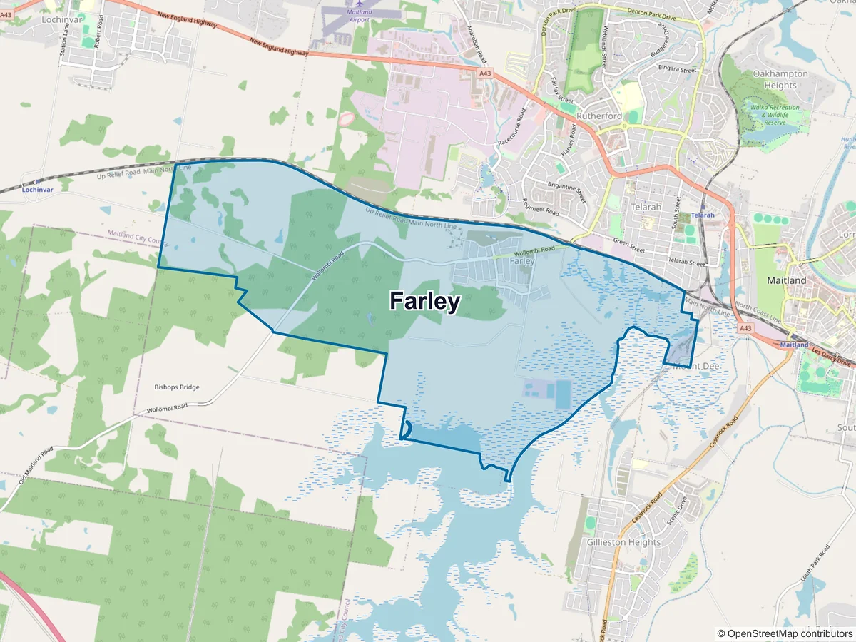 Map of Farley, NSW, Australia