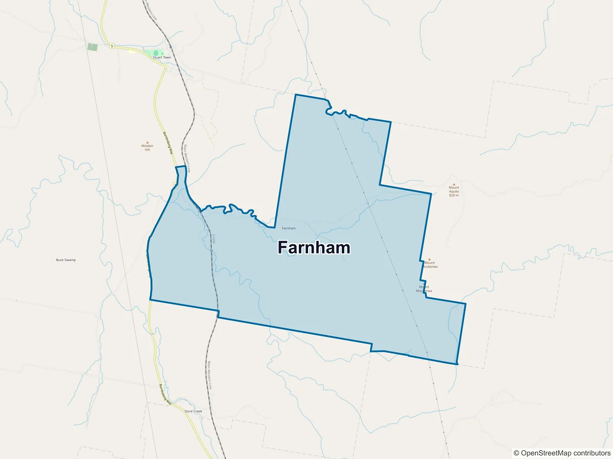 Map of Farnham, NSW, Australia