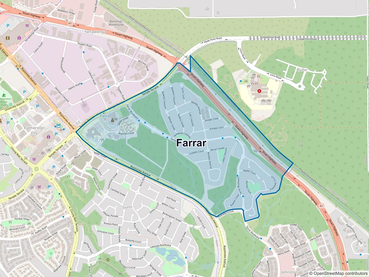 Map of Farrar, NT, Australia