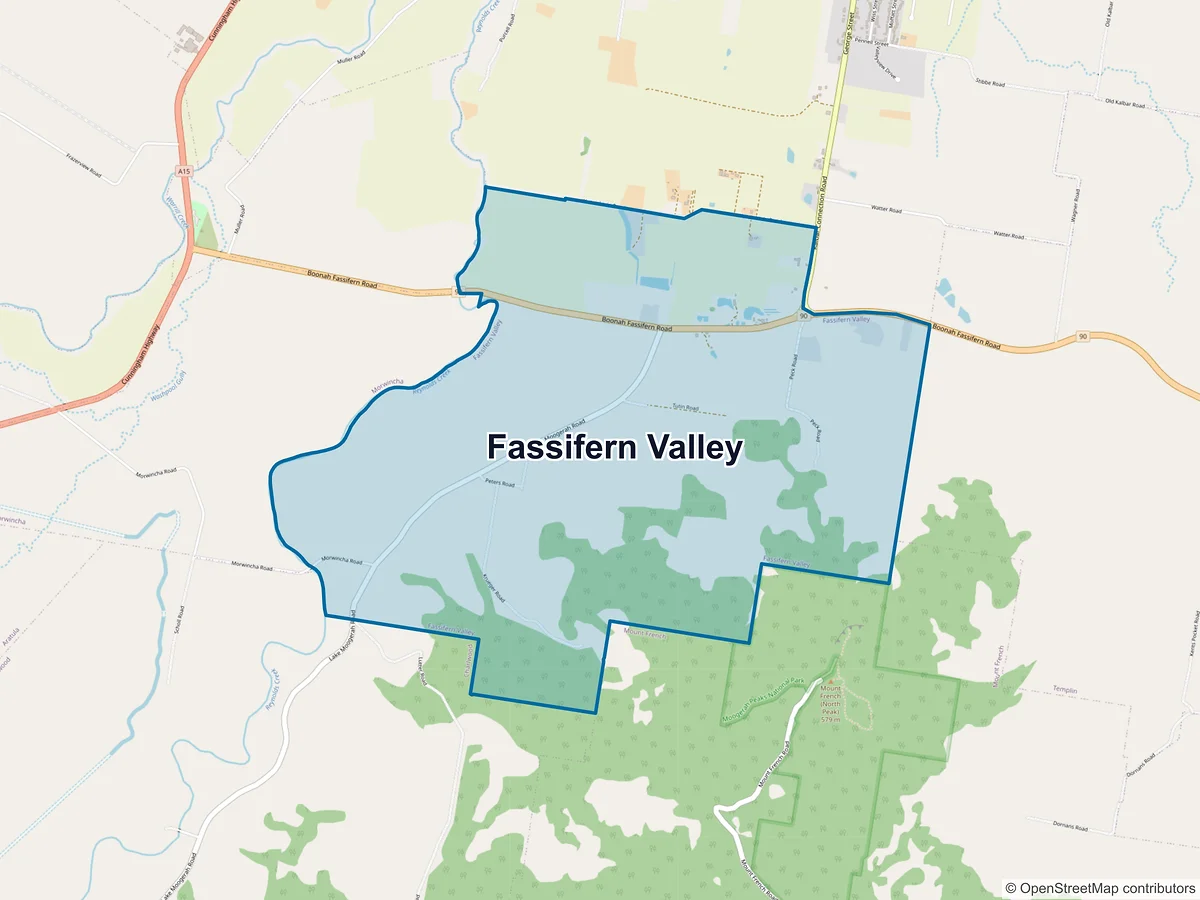 Map of Fassifern Valley, QLD, Australia