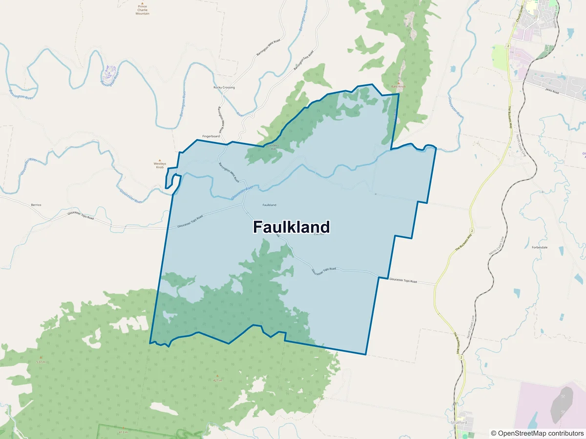 Map of Faulkland, NSW, Australia