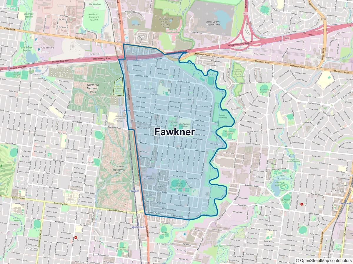 Map of Fawkner, VIC, Australia