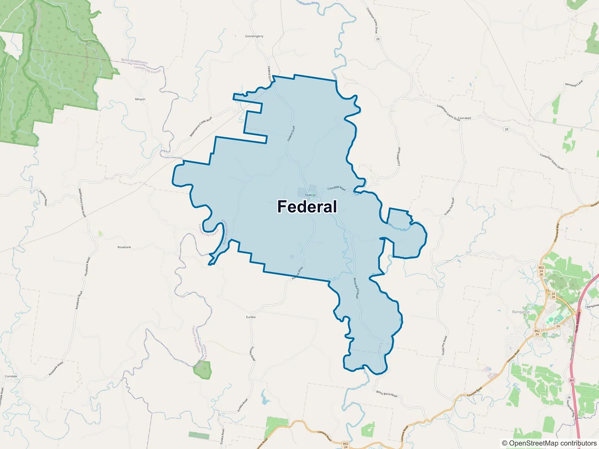 Map of Federal, NSW, Australia
