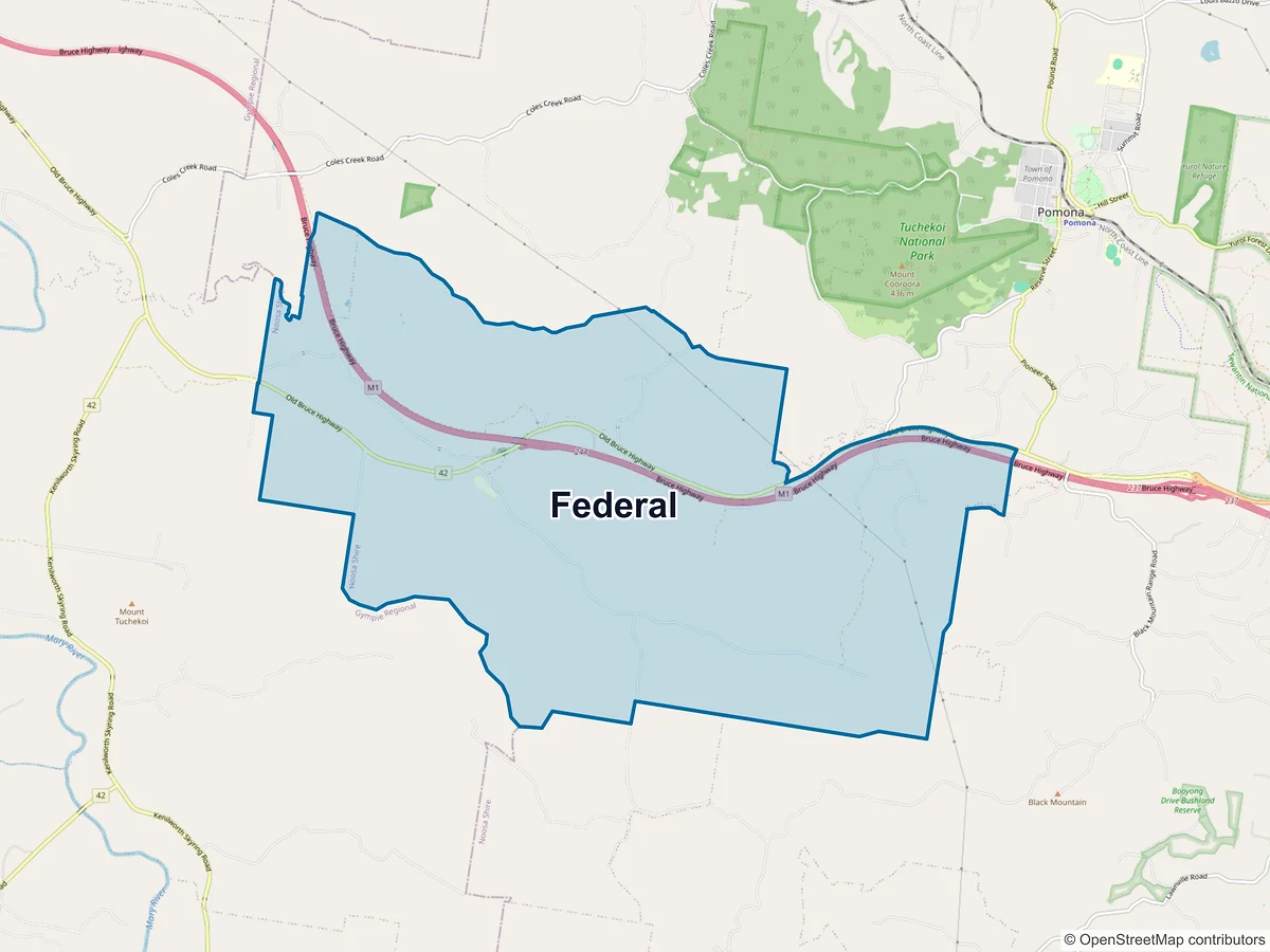 Map of Federal, QLD, Australia