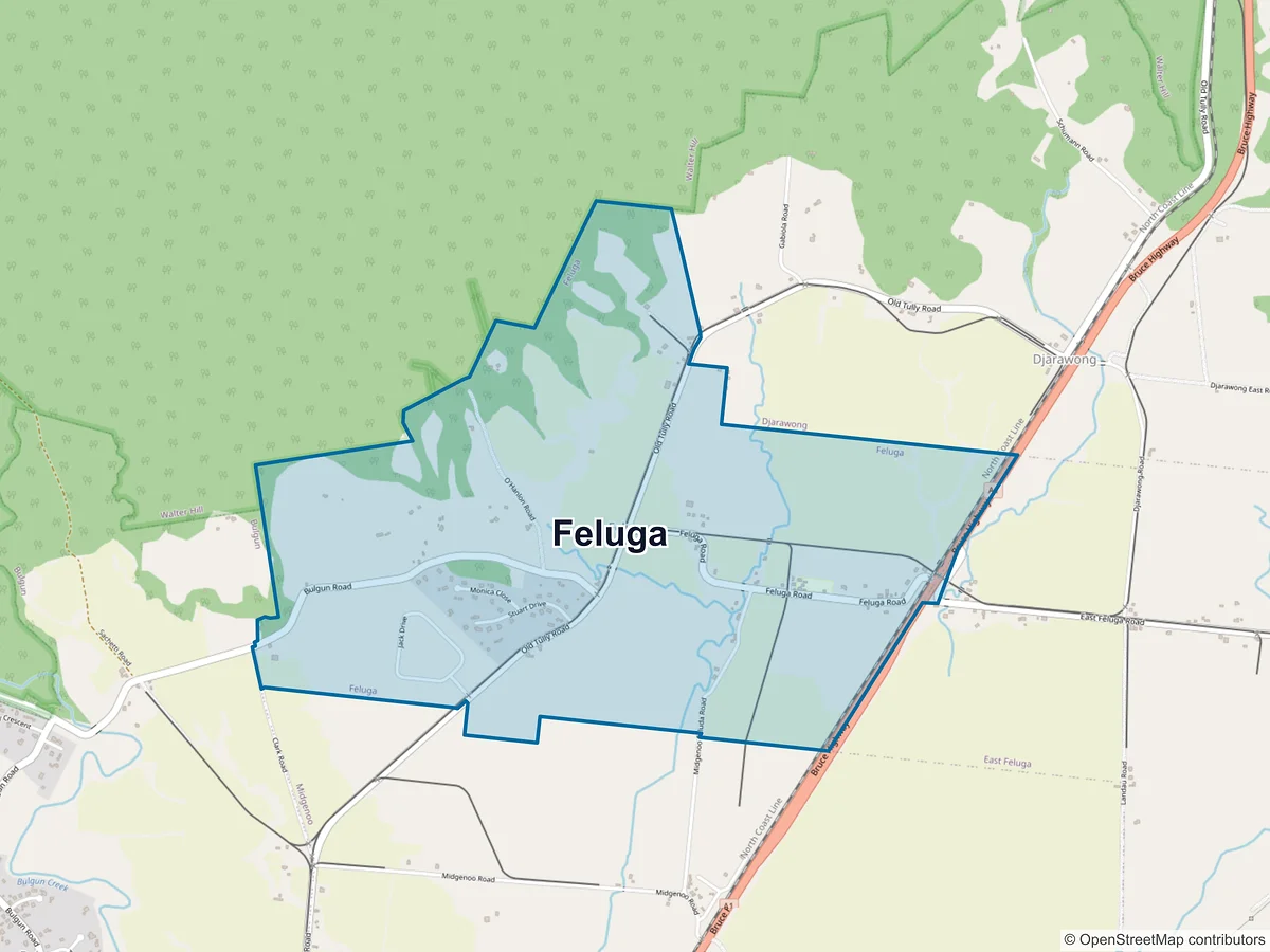 Map of Feluga, QLD, Australia