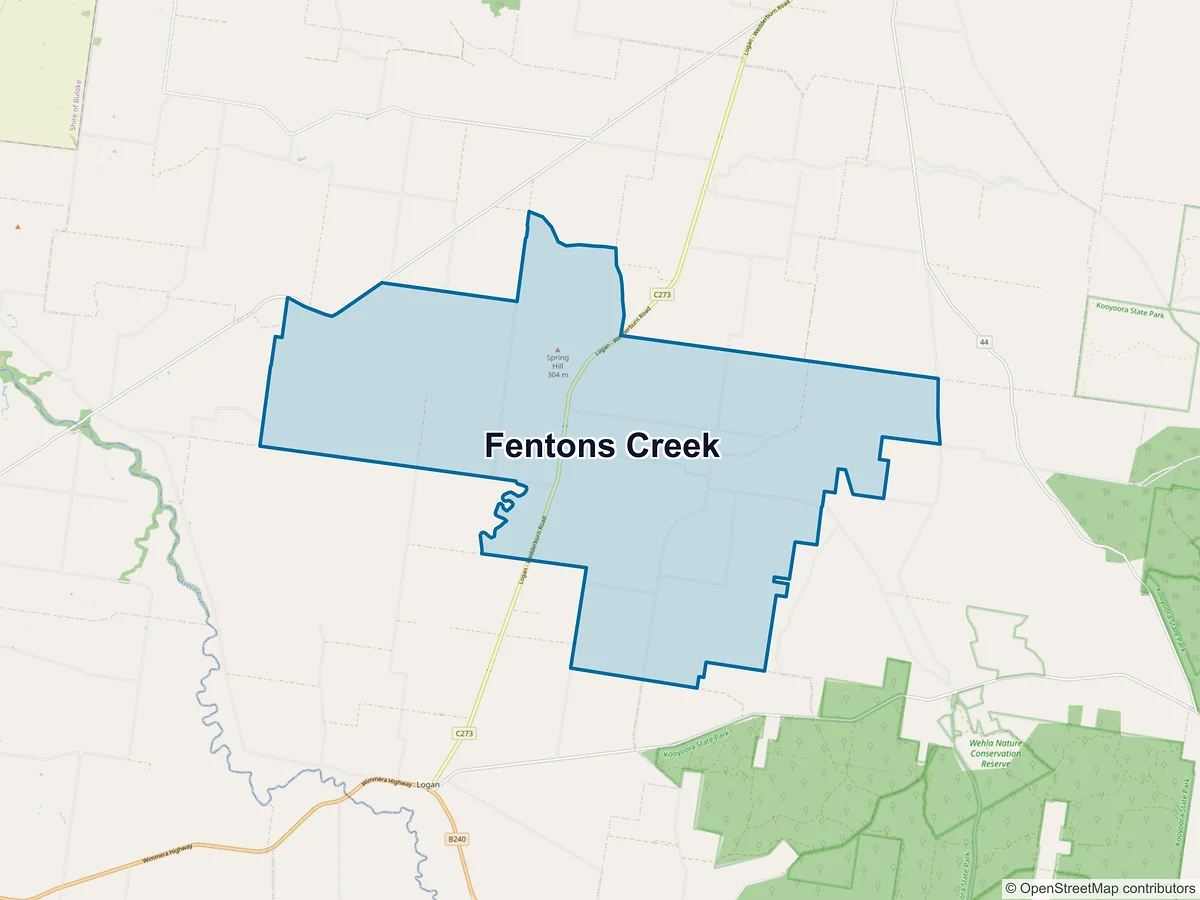 Map of Fentons Creek, VIC, Australia