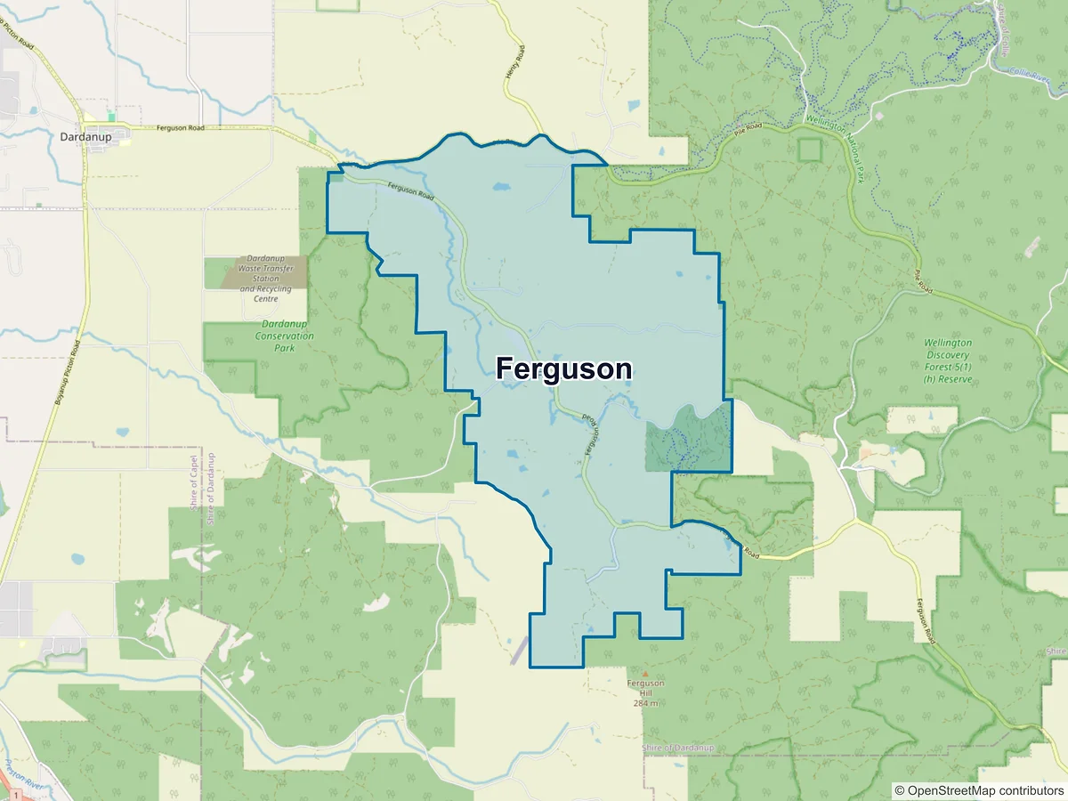 Map of Ferguson, WA, Australia