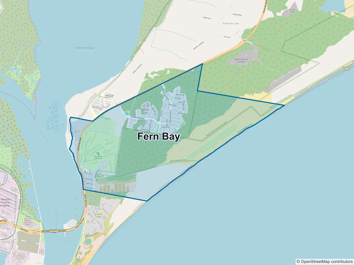 Map of Fern Bay, NSW, Australia
