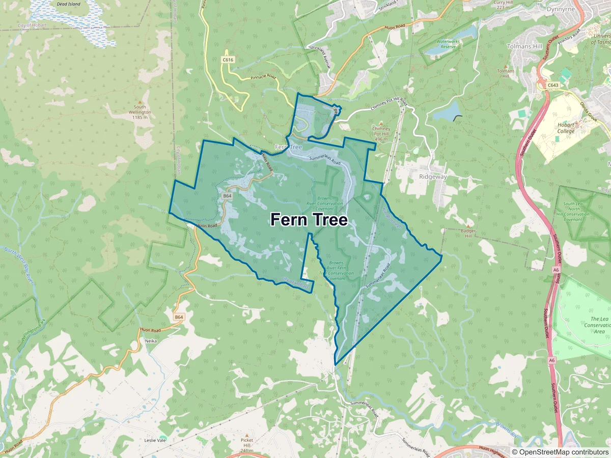 Map of Fern Tree, TAS, Australia