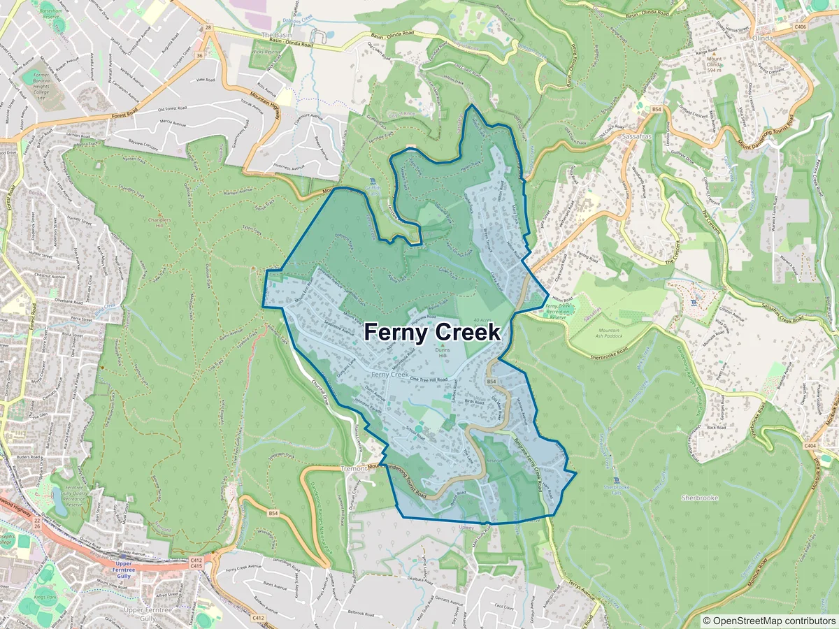 Map of Ferny Creek, VIC, Australia