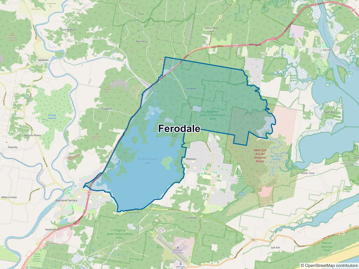 Map of Ferodale, NSW, Australia