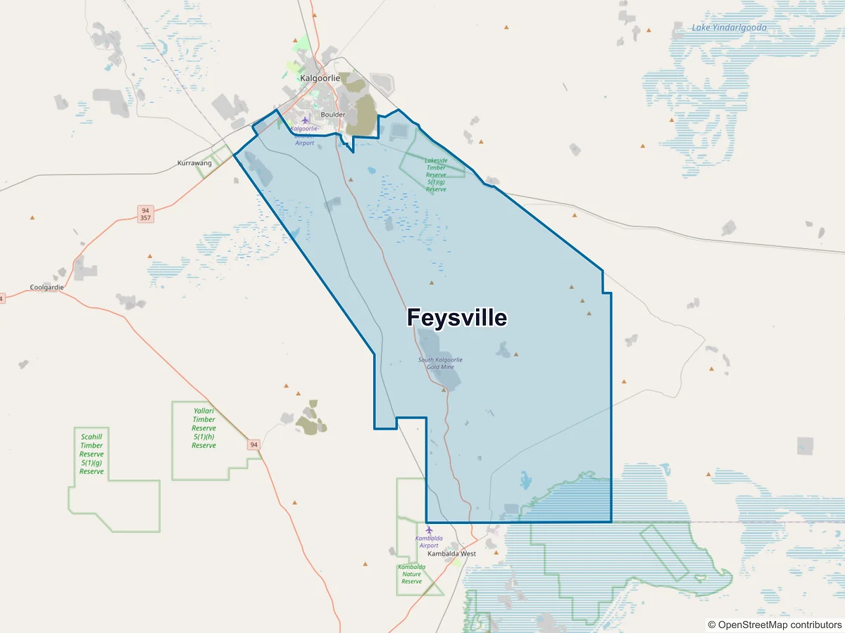 Map of Feysville, WA, Australia