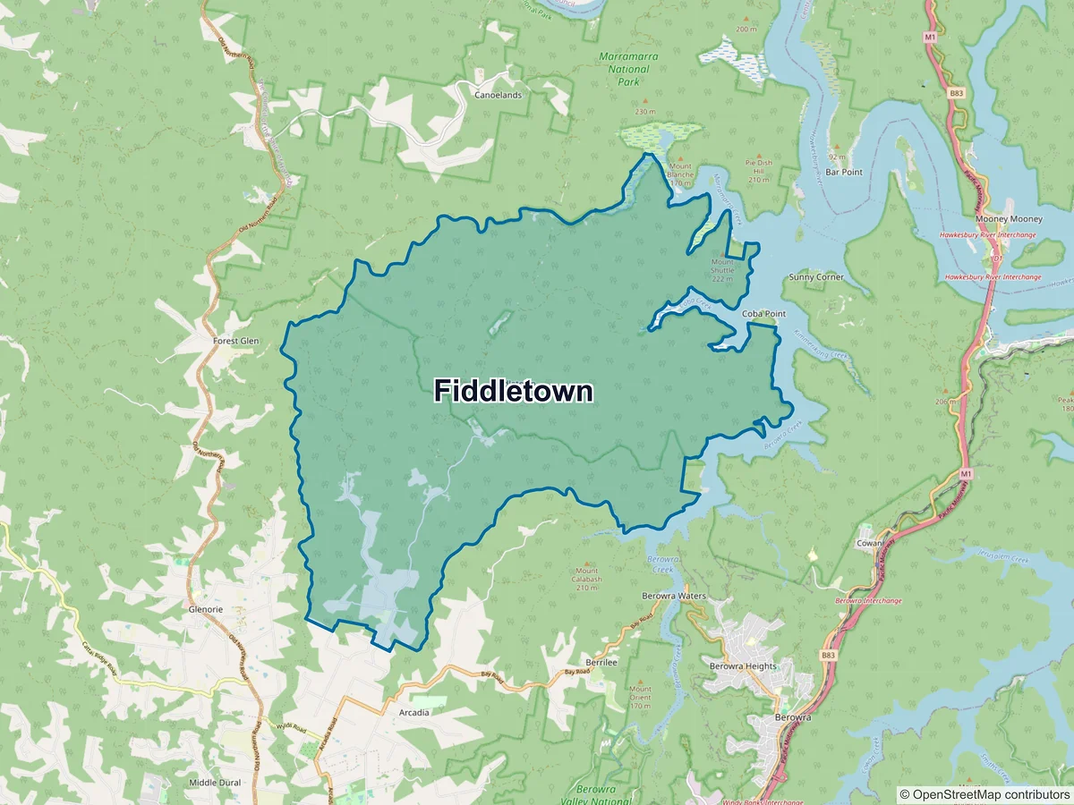Map of Fiddletown, NSW, Australia