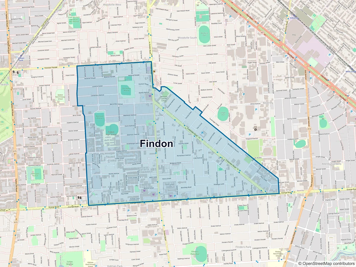 Map of Findon, SA, Australia