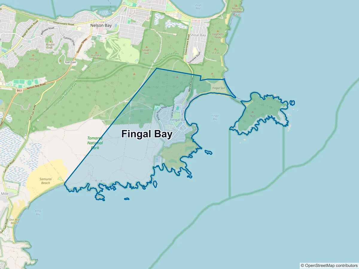 Map of Fingal Bay, NSW, Australia