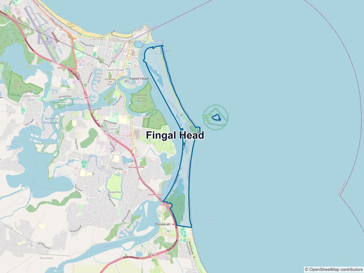 Map of Fingal Head, NSW, Australia