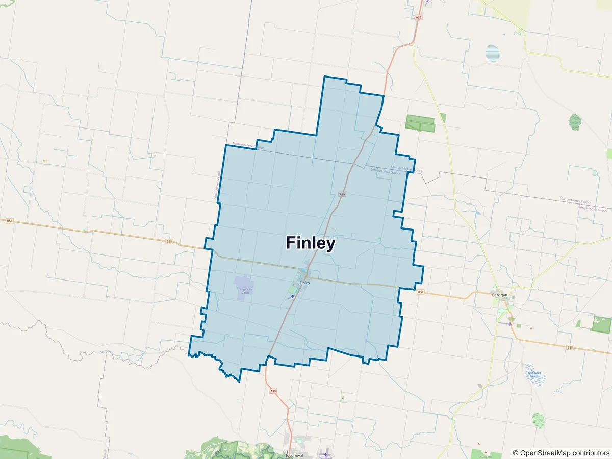 Map of Finley, NSW, Australia