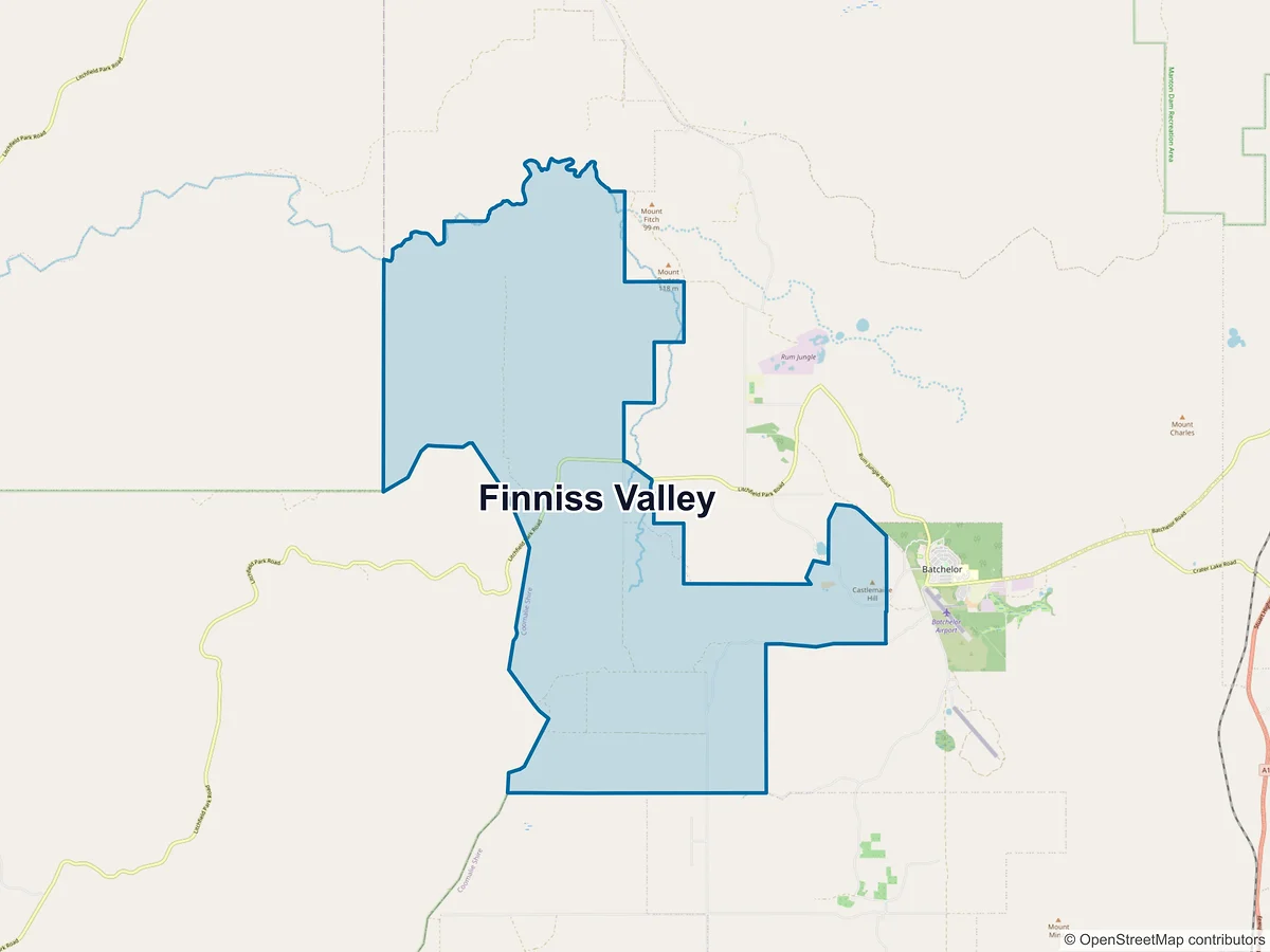 Map of Finniss Valley, NT, Australia