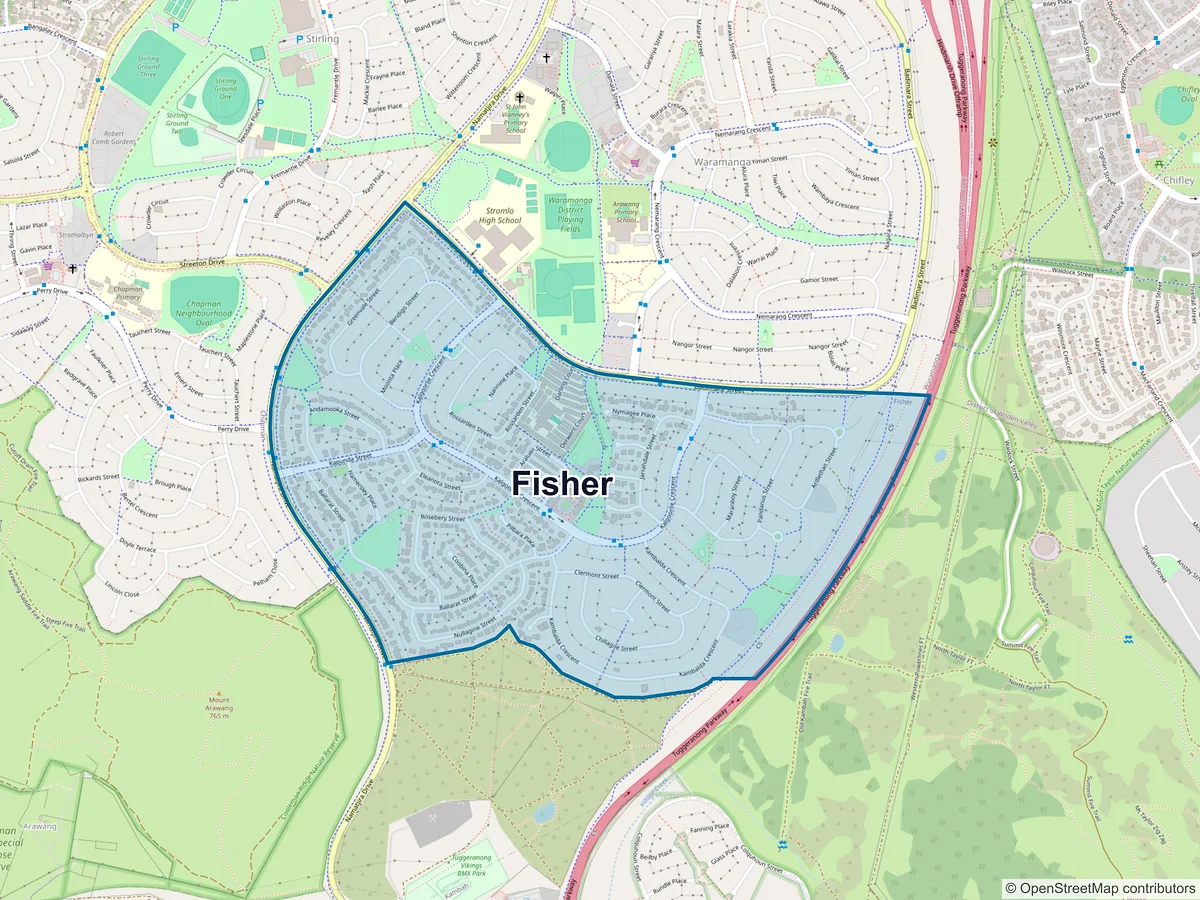 Map of Fisher, ACT, Australia
