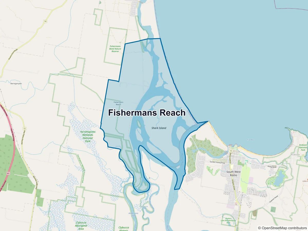 Map of Fishermans Reach, NSW, Australia