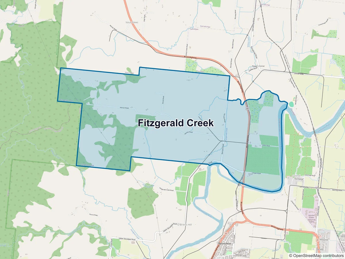 Map of Fitzgerald Creek, QLD, Australia
