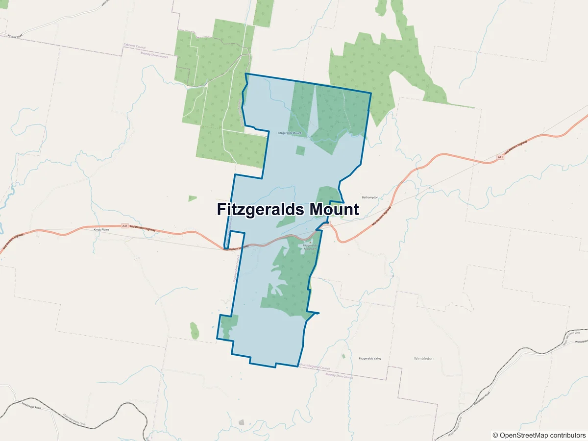 Map of Fitzgeralds Mount, NSW, Australia