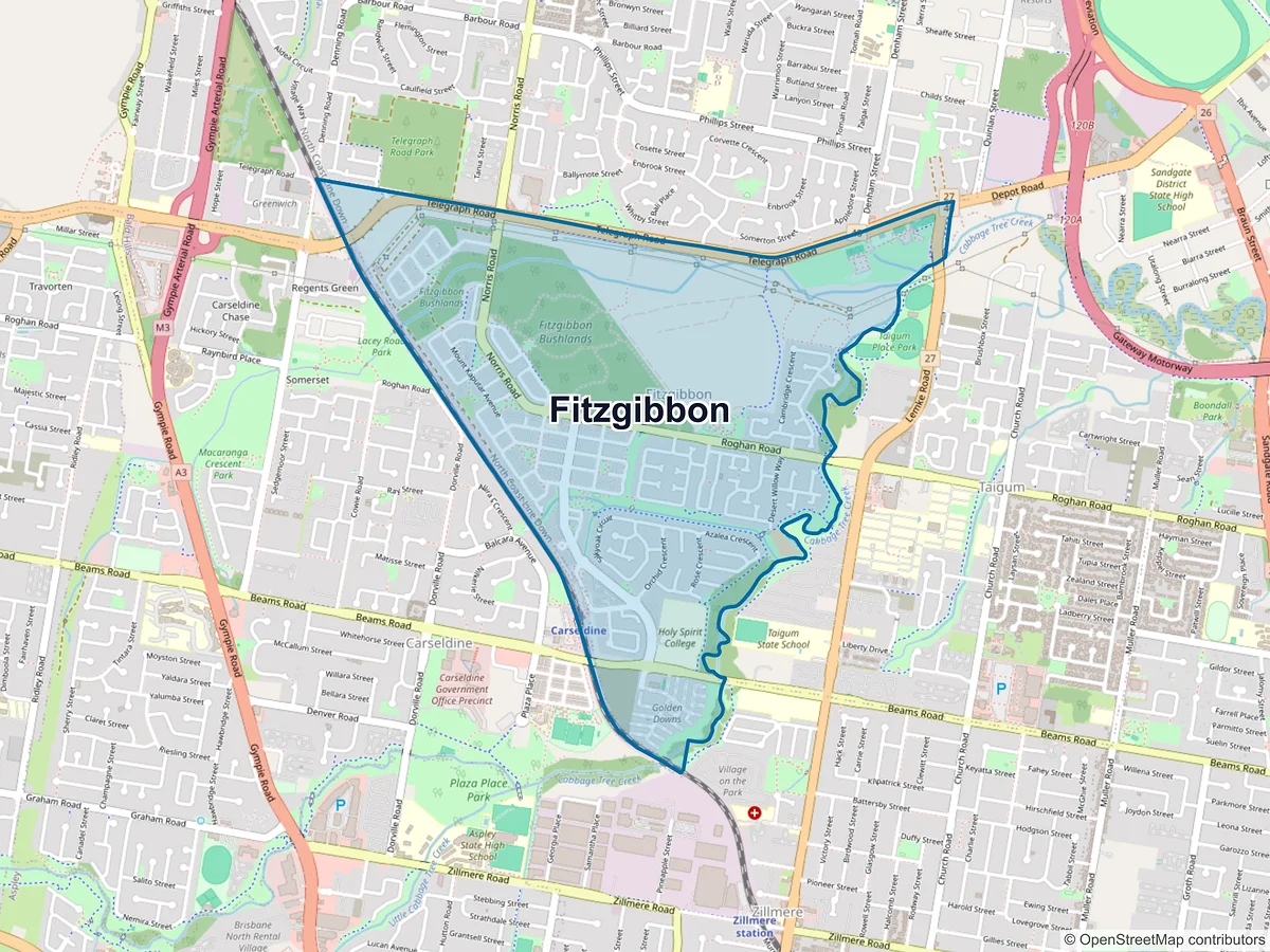 Map of Fitzgibbon, QLD, Australia