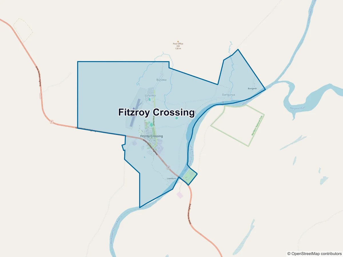 Map of Fitzroy Crossing, WA, Australia