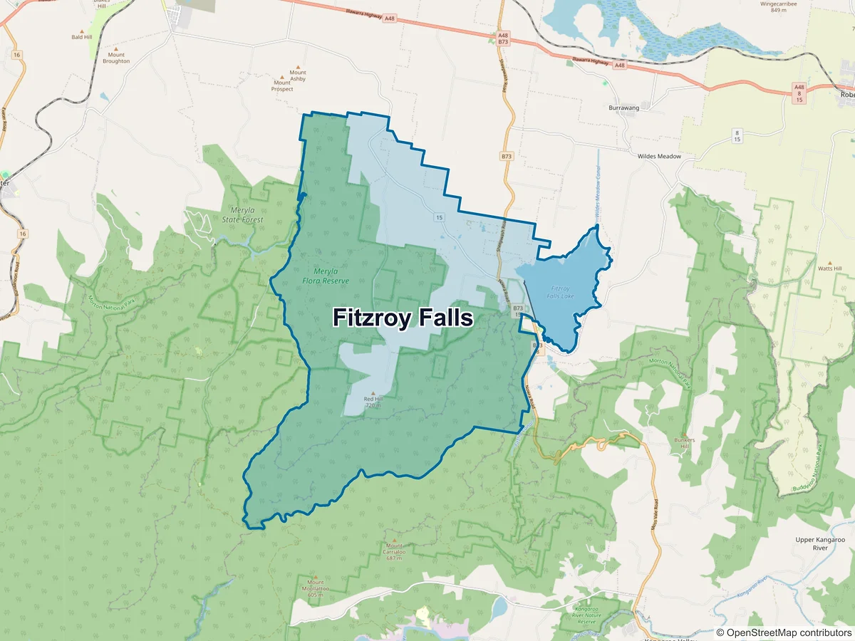 Map of Fitzroy Falls, NSW, Australia