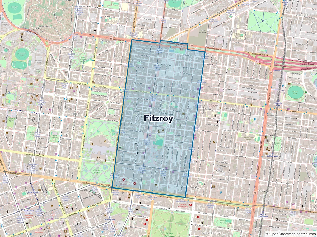 Map of Fitzroy, VIC, Australia