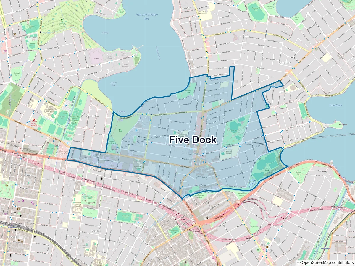Map of Five Dock, NSW, Australia