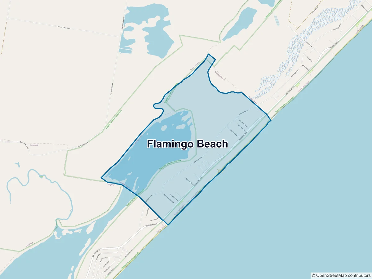 Map of Flamingo Beach, VIC, Australia